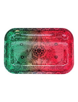 Green and Red Funky Leaf Rolling Tray
