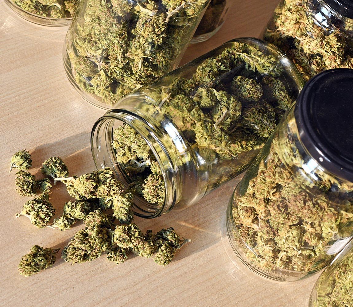 Cnb cannabis dried flower buds jar storage